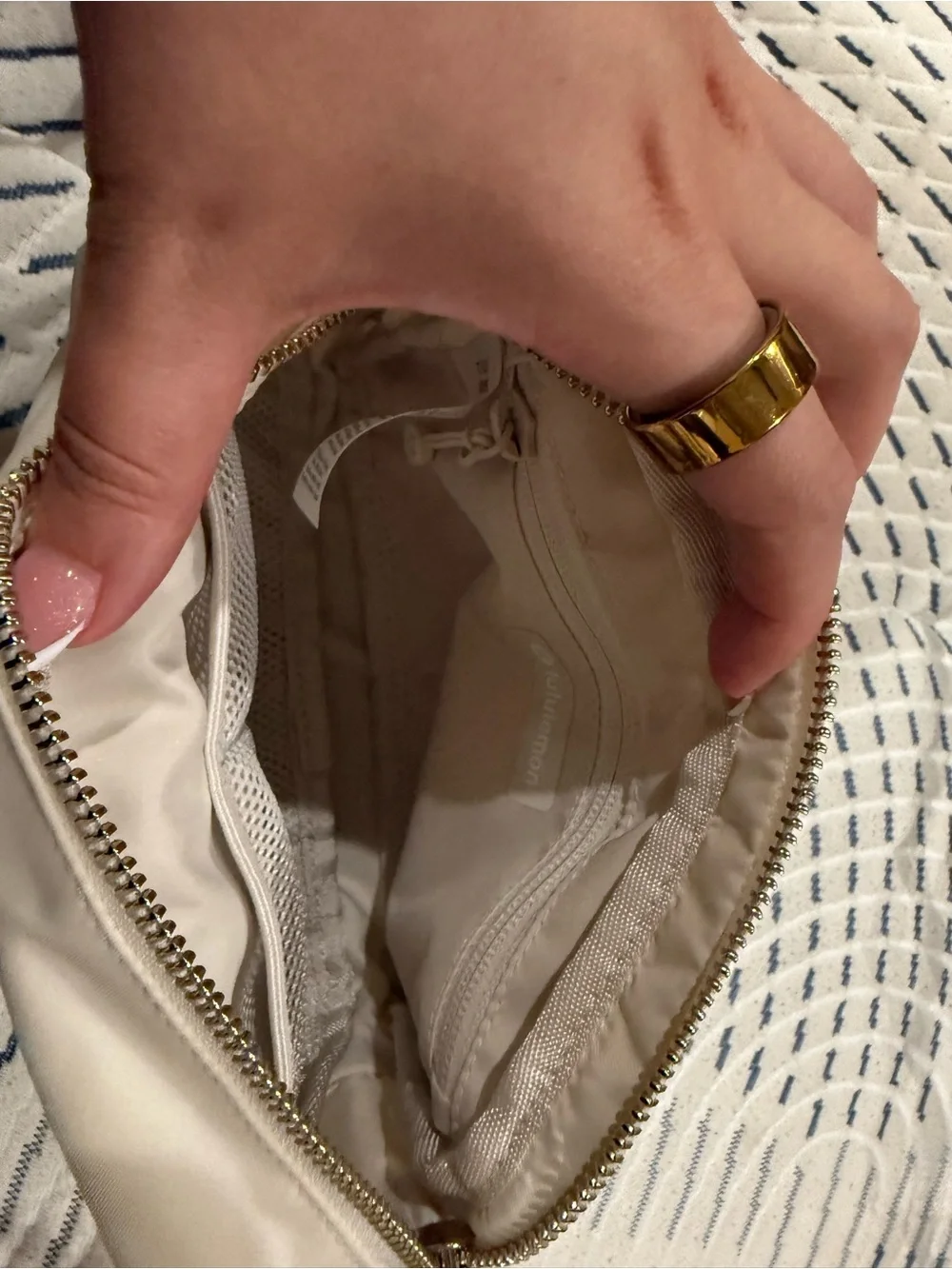 lululemon athletica Cream Compact Crossbody Bag with Gold Hardware